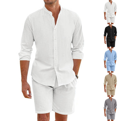 Leinen-Oberteil und Shorts-Set Herren Sommer Set Leicht - BerlinGlamour