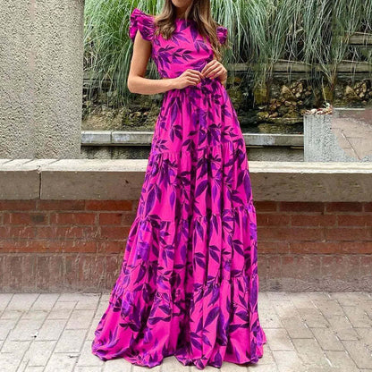 Boho Maxikleid Damen Voluminöse Ärmel Lang