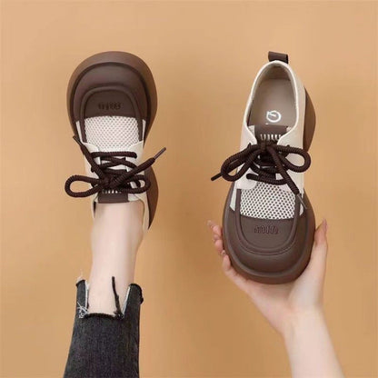 Damen Sneaker Moderne Leder Mesh Schuhe