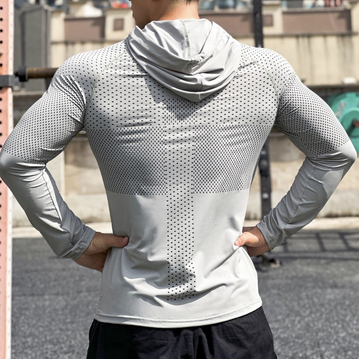 Herren Langarmshirt Sportlich Atmungsaktiv Mesh