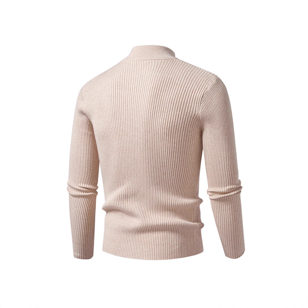 Herren Rollkragenpullover Strick Material Modern Schwarz