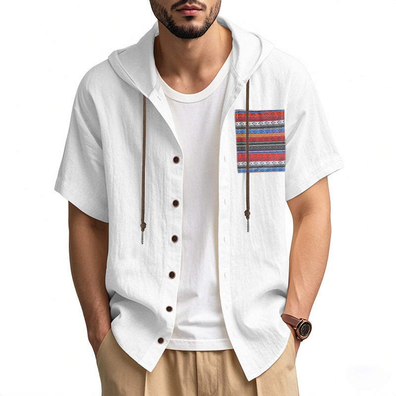 Herren Hoodie Hemd mit Knöpfen Bunt Berlin Streetwear