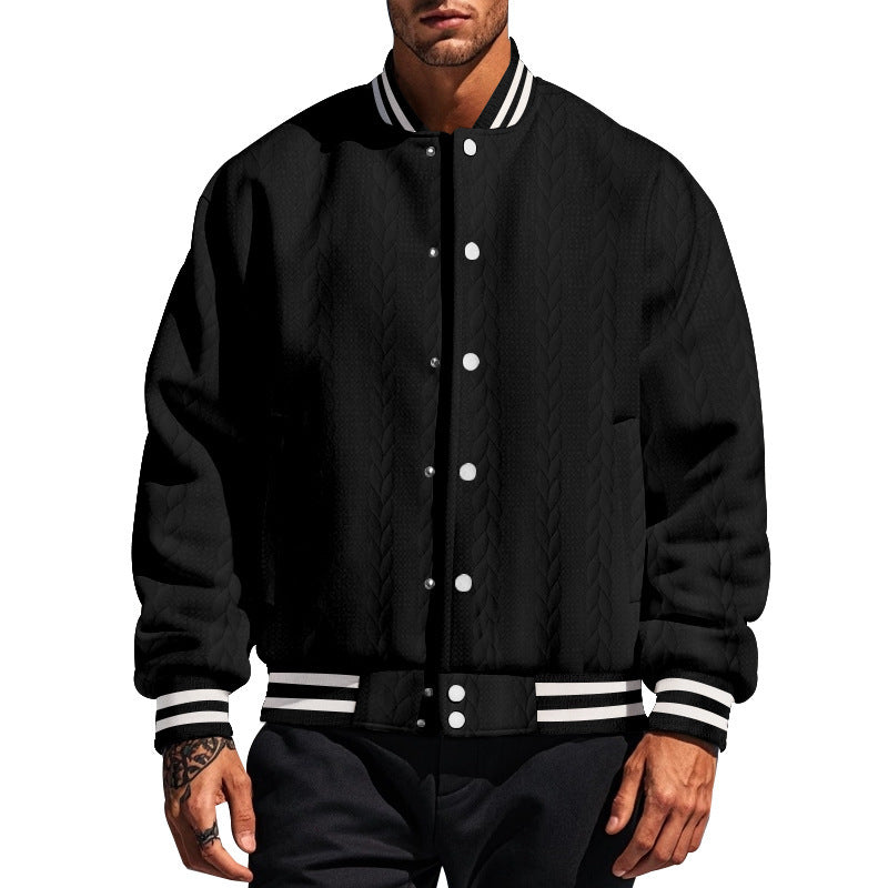 Herren Collegejacke Urban Style Strickdesign Schwarz