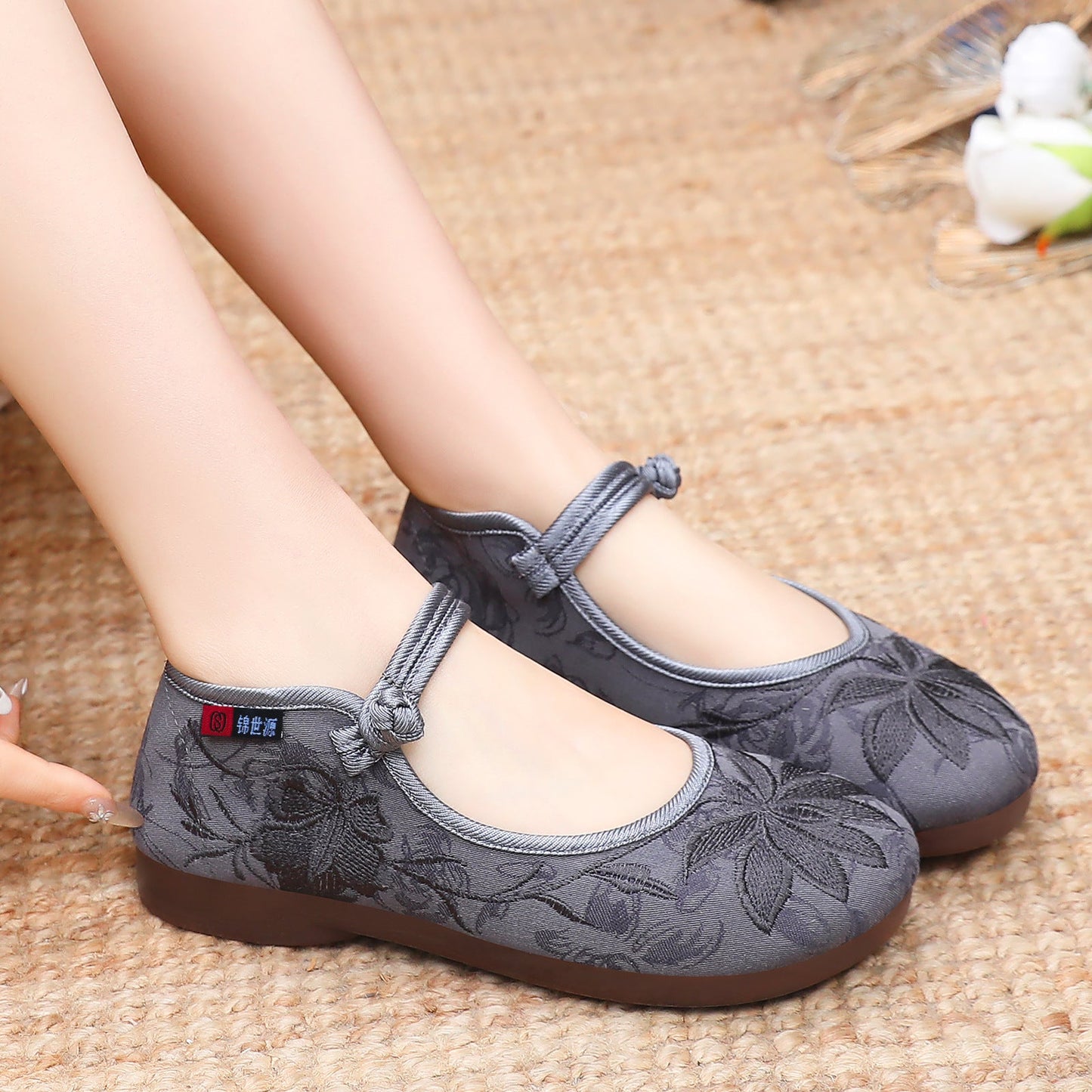Damen Ballerinas Bequem Floral Elegant