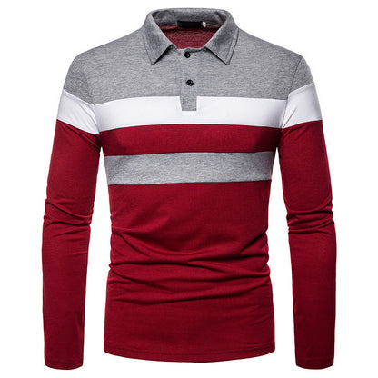 Herren Polohemd Langarm Streifen Modern Klassisch