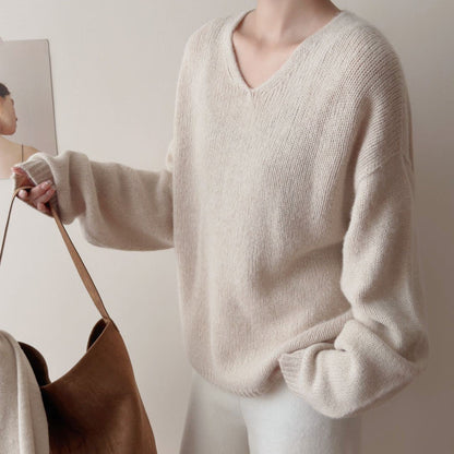 Eleganter V-Ausschnitt Pullover Damen Luxus Qualität