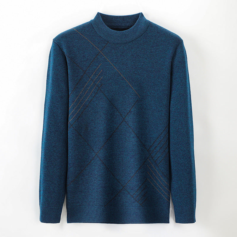 Herren Rollkragenpullover Fein Karomuster Modern