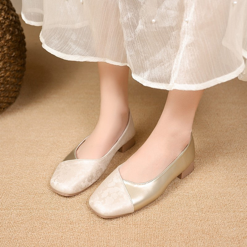 Damen Ballerinas Elegant Metallic Floral Design