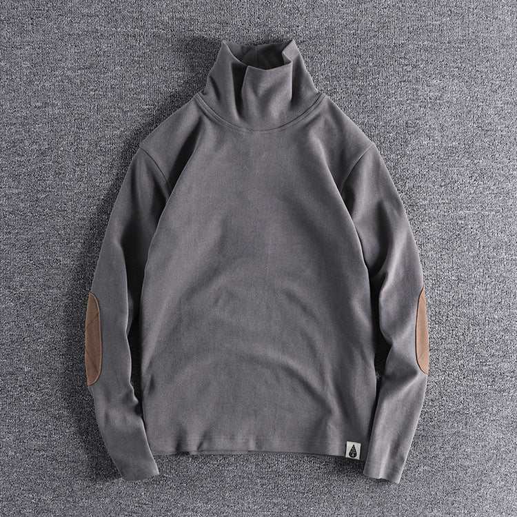 Hochwertige, elegante Stehkragenpullover mit kontrastierenden Ellbogenpatches BerlinGlamour für den anspruchenden Onlineshop.