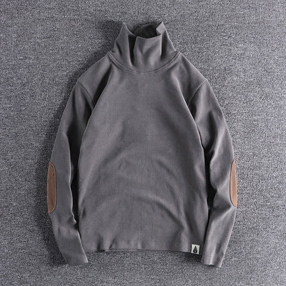 Hochwertige, elegante Stehkragenpullover mit kontrastierenden Ellbogenpatches BerlinGlamour für den anspruchenden Onlineshop.