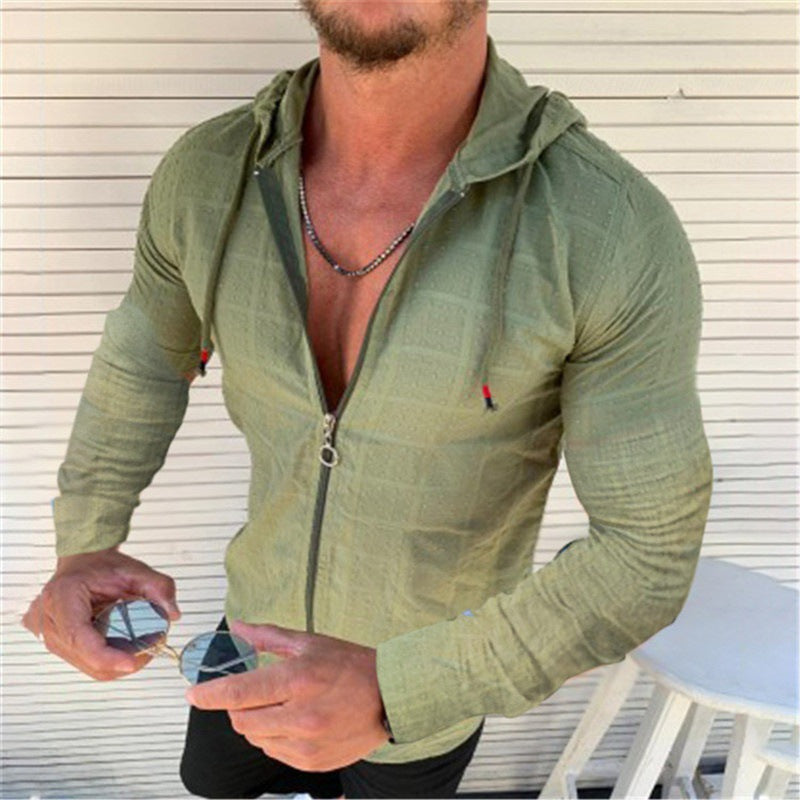 Herren Kapuzenjacke Modern Strukturiert Reißverschluss