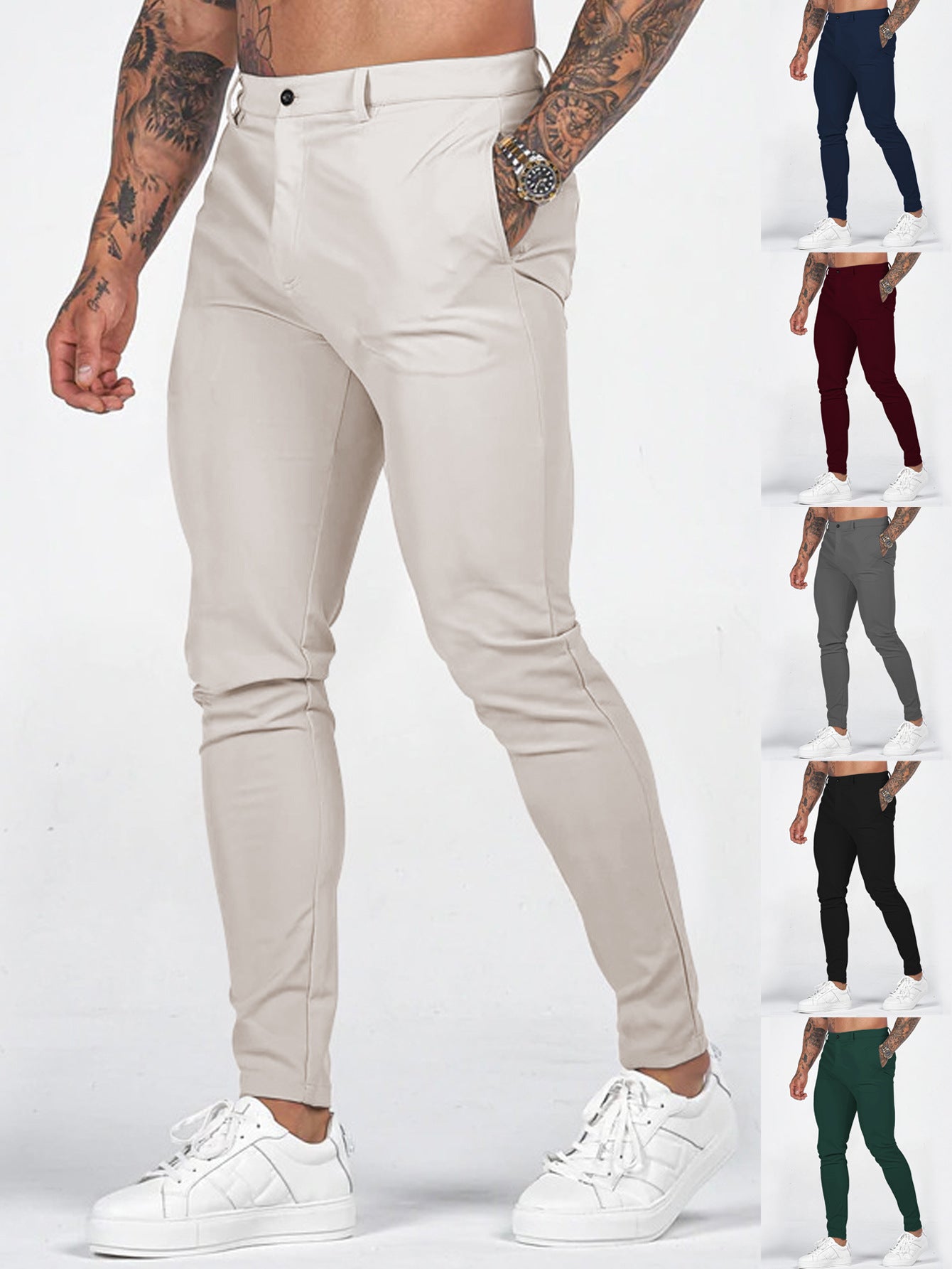 Herren Chinos Slim Fit Elastisch Bequem - BerlinGlamour