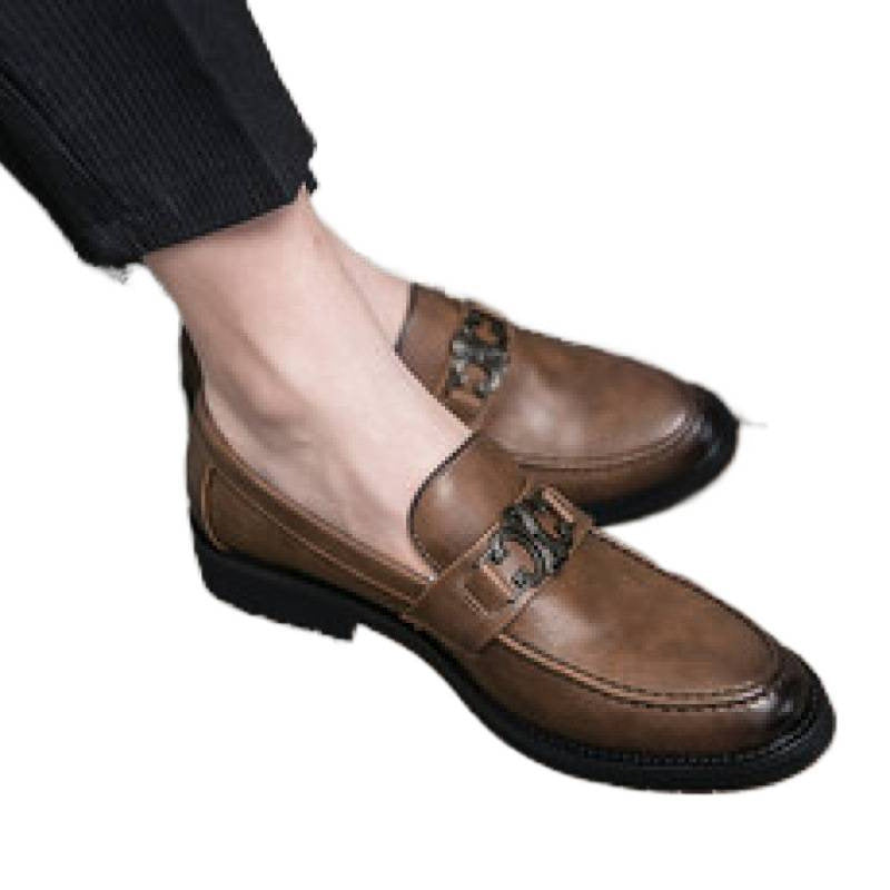 Damen Mokassins Leder Elegante Schnalle Schuhe Schwarz
