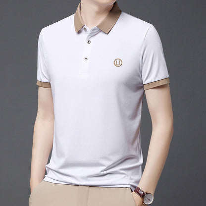 Herren Polohemd Moderner Kontrastkragen Slim Fit