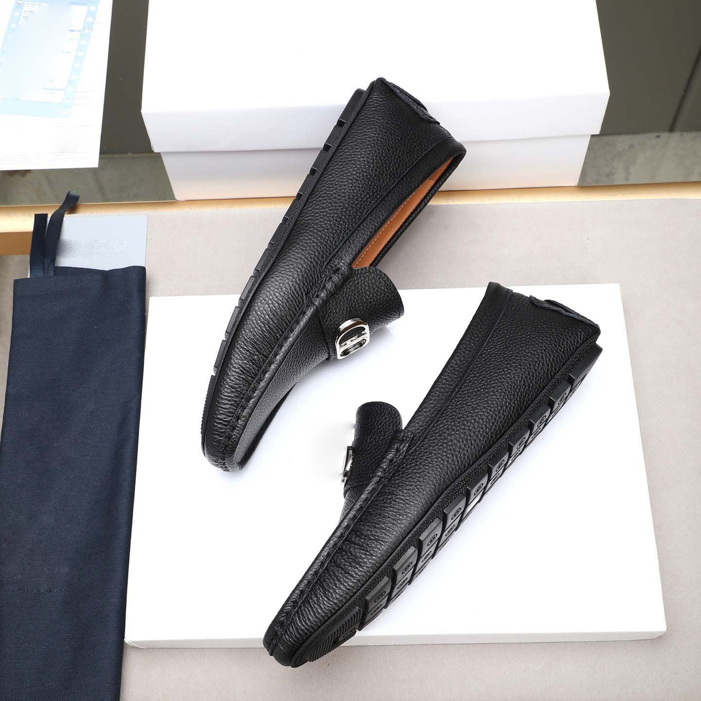 Herren Mokassins Leder Elegant Schwarze Elegante Schuhe