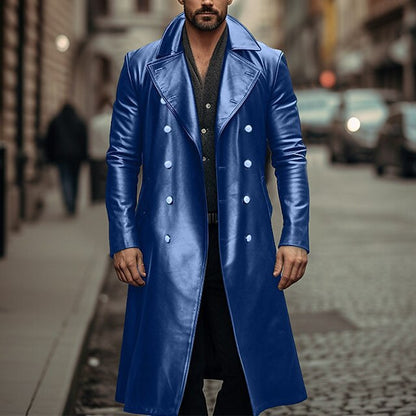 Herren Ledermantel Eleganter Modell mit Doppelpatte Modern