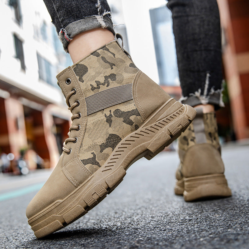 Damen Stiefel Camouflage Ankle Boots Rutschfest Elastisch