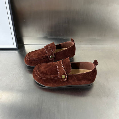Damen Mokassins Wildleder Schnalle Modern Luxus