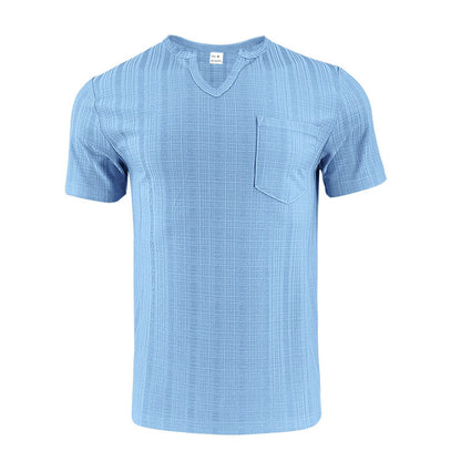 Herren Kurzarmshirt Strukturiert mit Brusttasche Modern