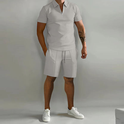 Herren Poloshirt Sportlich Kurzarm mit Shorts Set