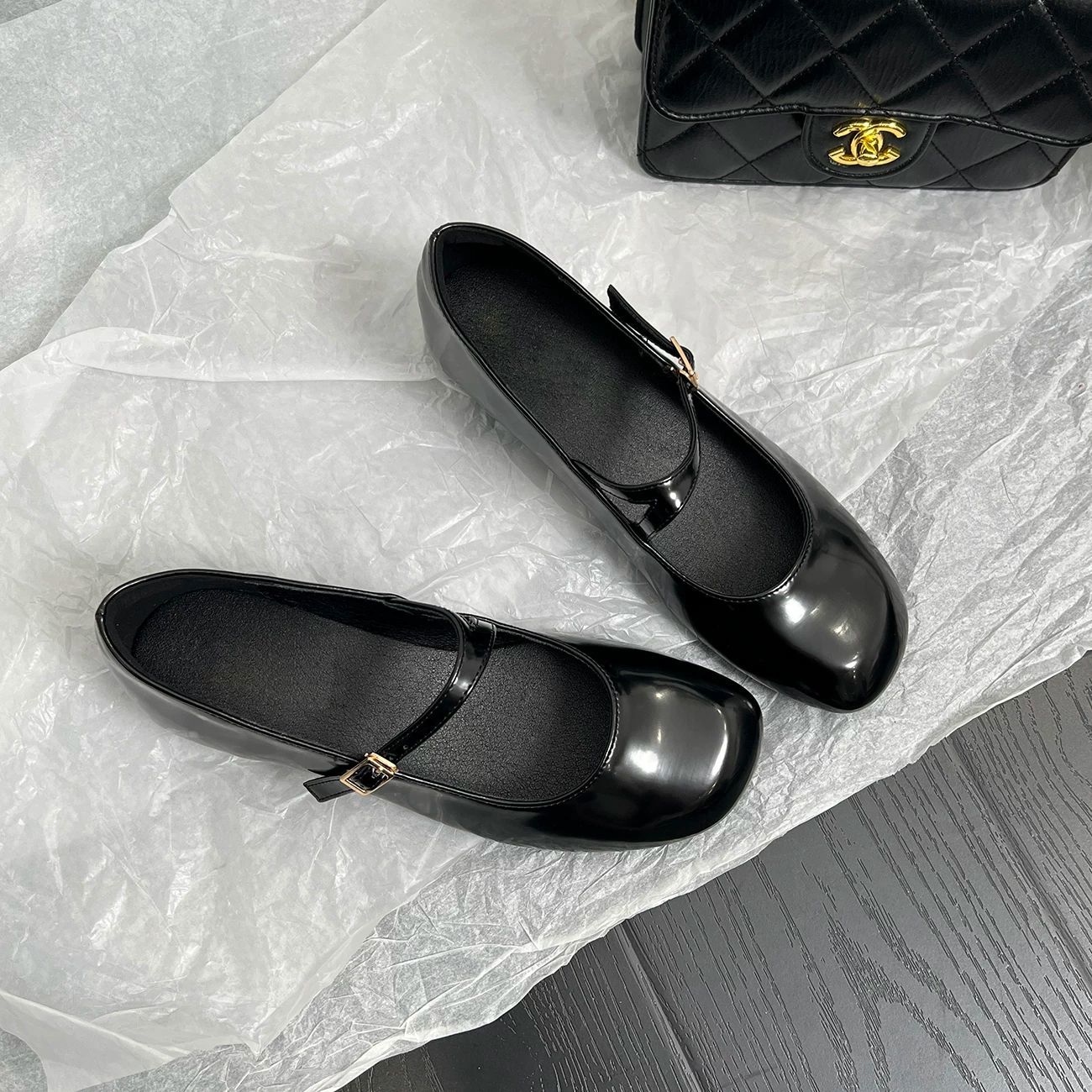Damen Ballerinas Elegante Mary Jane Schuhe Mit Riemenverschluss
