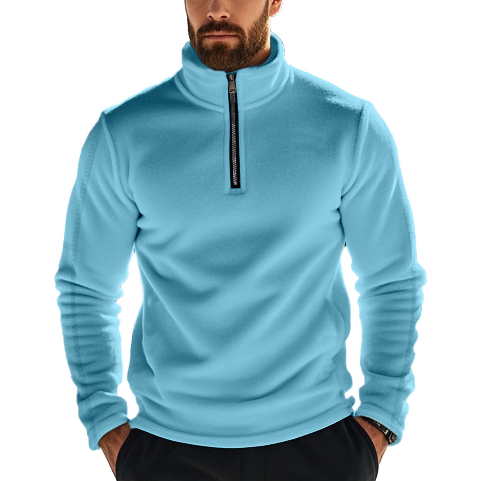 Herren Fleece Pullover Halbzipper Komfort Stehkragen - BerlinGlamour