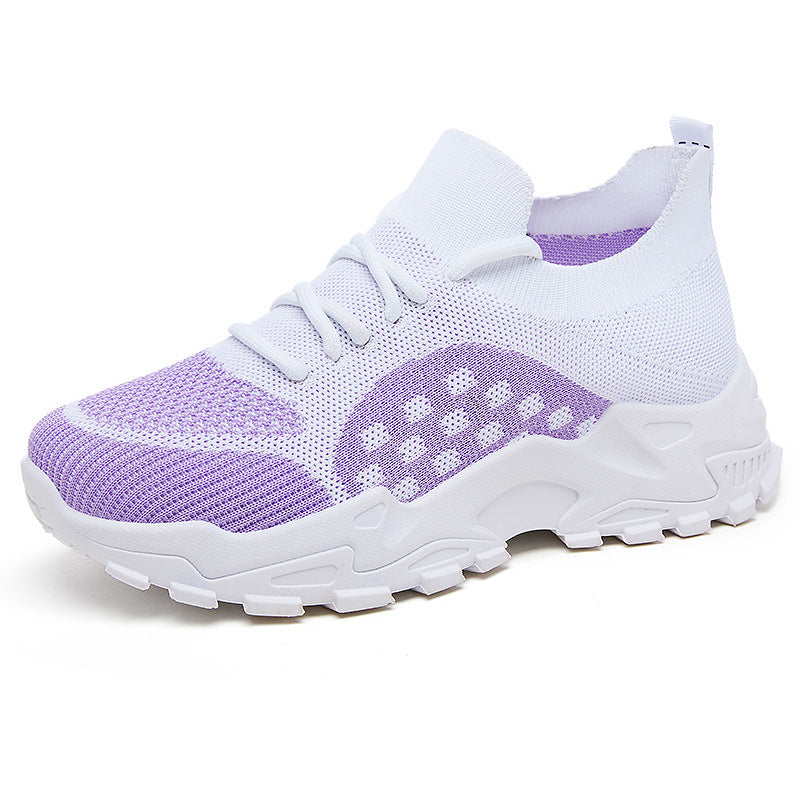 Damen Sneaker Leicht Strick Schnürsenkel Flexibel Bequem