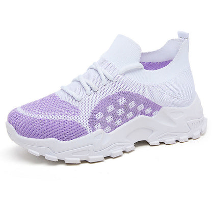 Damen Sneaker Leicht Strick Schnürsenkel Flexibel Bequem