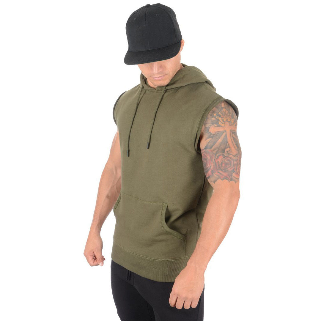 Herren Hoodie Ärmellos Sportlich Mit Kängurutasche Trendig