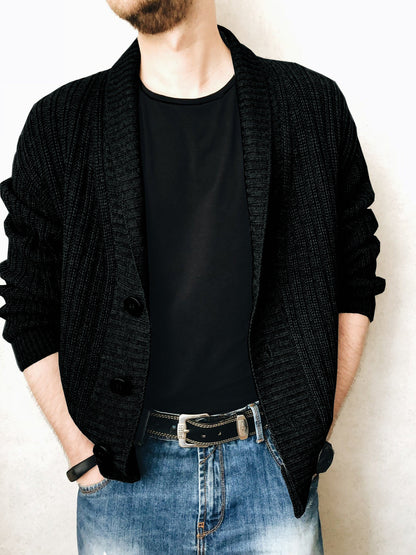 Herren Strickjacke Tiefkragen Modern Stylish