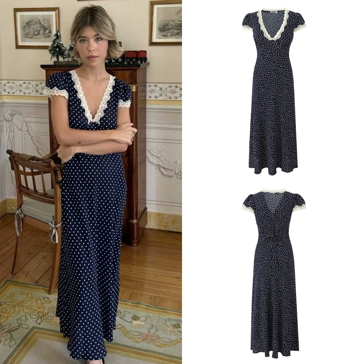 BerlinGlamour Frühlings-Midi-Kleid im fließenden Design