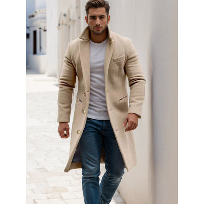 Herren Wollmantel Eleganter Wintermantel Strukturiert