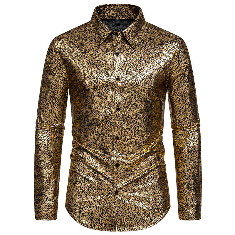 Herren Langarmhemd Glänzend Modernes Design Elegant