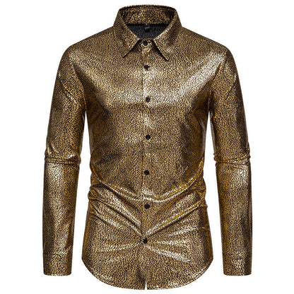 Herren Langarmhemd Glänzend Modernes Design Elegant