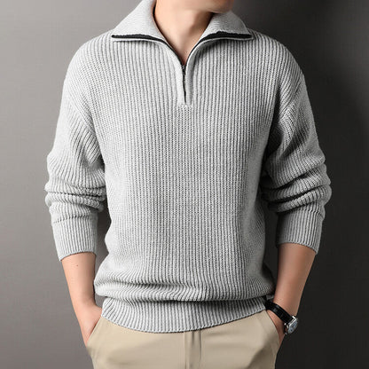 Herren Pullover Strickmuster Reißverschluss Freizeit - BerlinGlamour