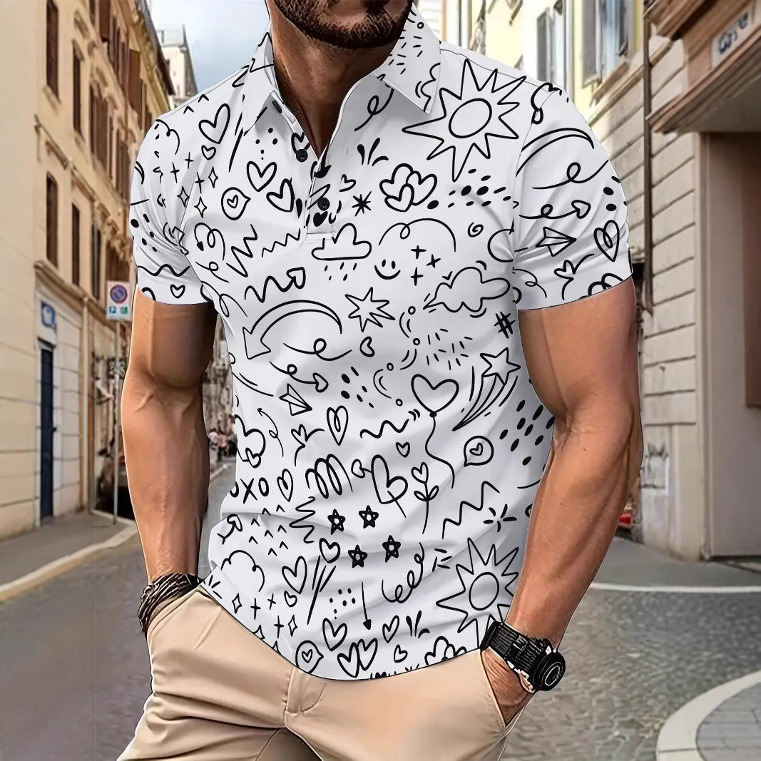 Herren Poloshirt Kurzarm mit coolen Grafikdrucken - BerlinGlamour