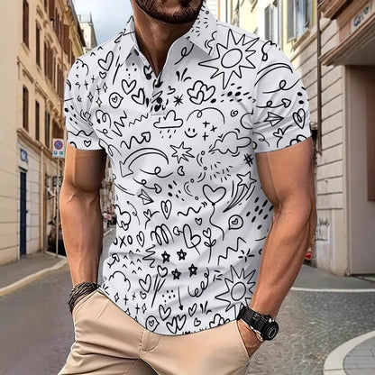Herren Poloshirt Kurzarm mit coolen Grafikdrucken - BerlinGlamour