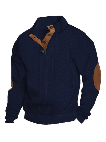 Herren Strickpullover Meliert Knopfleiste Modern
