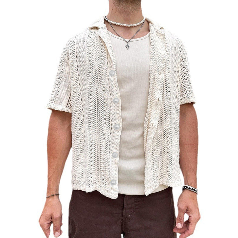 Herren Strickbluse Leicht Luftig Sommer