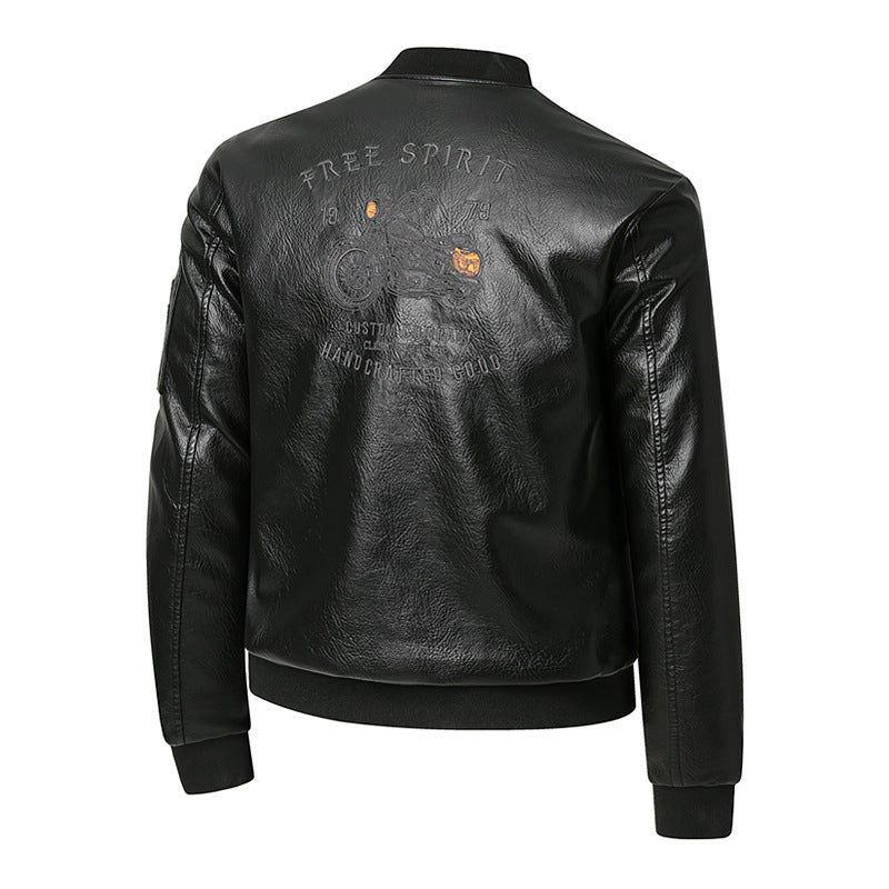 Lederjacke Herren Bikerstyle Vintage Schwarz
