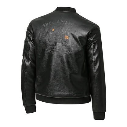 Lederjacke Herren Bikerstyle Vintage Schwarz