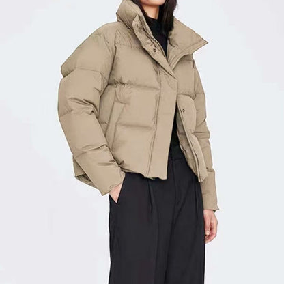 Damen Winterjacke Steppjacke Hochkragen Mit Taschen