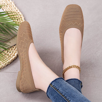 Damen Ballerinas Bequem Strick Schuhe Frauen - BerlinGlamour