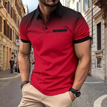 Herren Poloshirt mit modernem Punktdesign Schwarz
