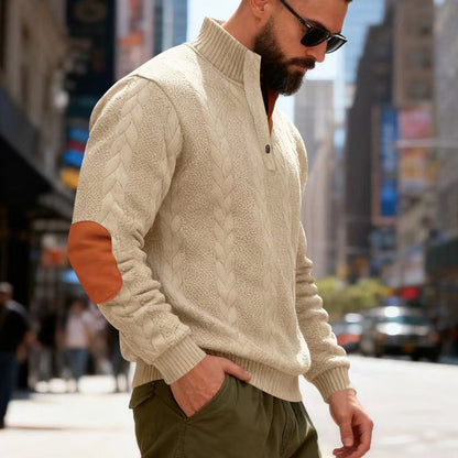 Herren Pullover Gestrickt Modern Kontrastdetails