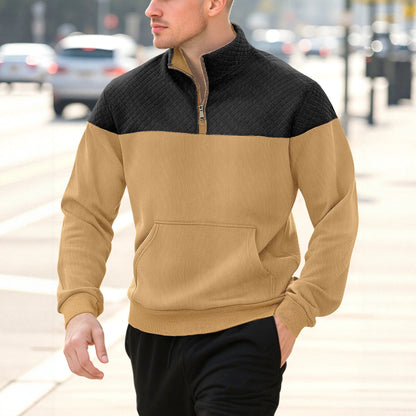 Männer Pullover Stehkragen Sportlich Strukturiert