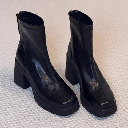 Damen Stiefeletten Elegant Blockabsatz Modern