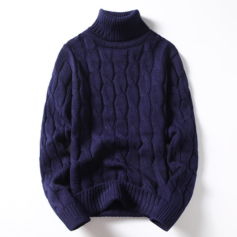 Herren Strickpullover Rollkragen Zopf Muster Winter
