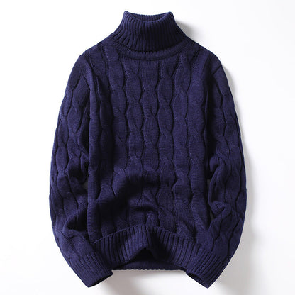 Herren Strickpullover Rollkragen Zopf Muster Winter