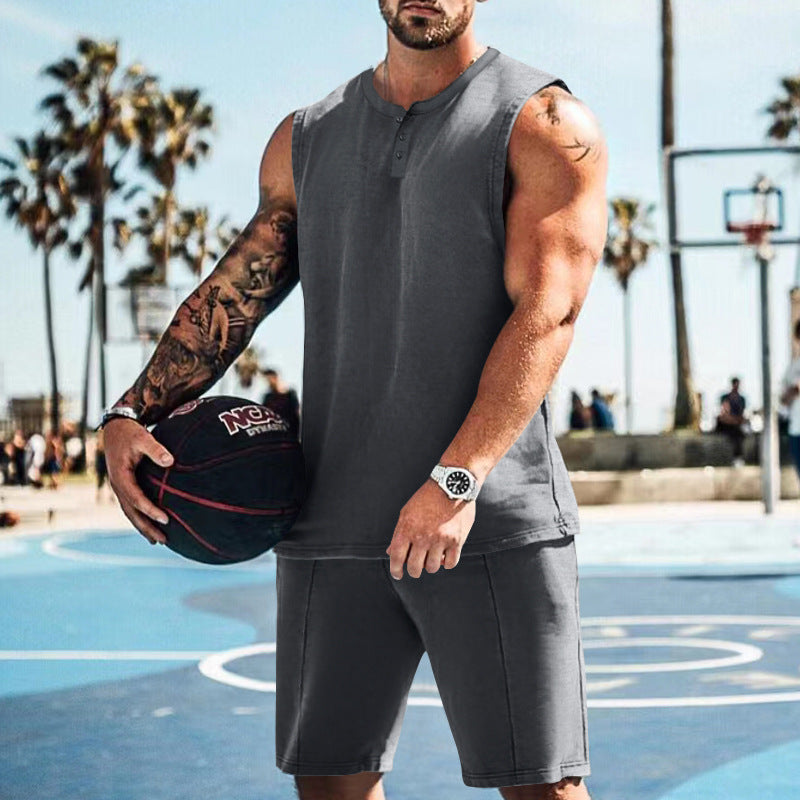Herren Sport Tanktop und Shorts Set Freizeit